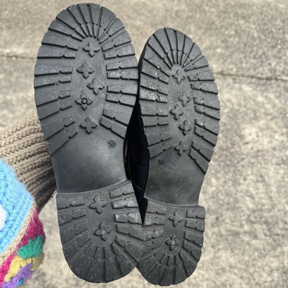 Olivia & Kate Leanna-13L Women's Black Combat Boots Size 10 Faux Leather Lace Up - Picture 8 of 9